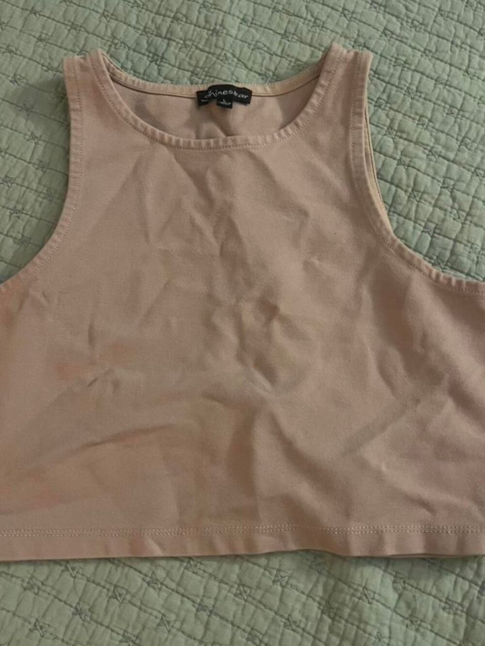 Shinestar Pink Cotton Crop Tank Top Size L - Pink / Large (L)